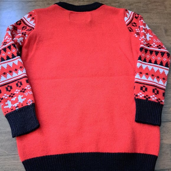 unisex girl or boy Christmas sweater red fluffy bear  ''Happy Holidays'', 7-8 - Picture 2 of 4